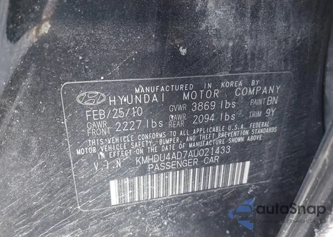2010 Hyundai Elantra Blue from USA, damaged, VIN KMHDU4AD7AU021433